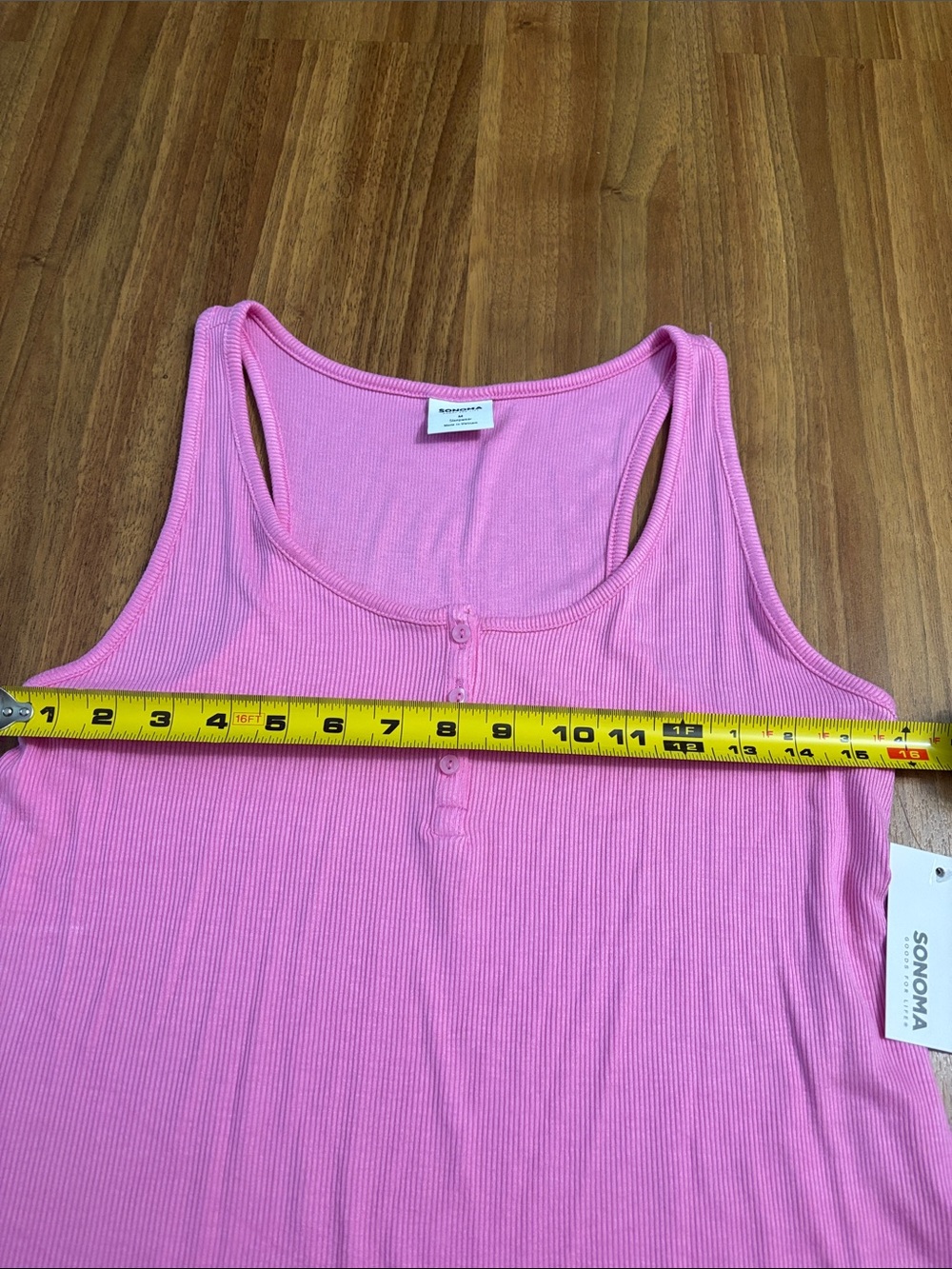Pink Ribbed Henley Sleep Tank - Picture 5 of 5